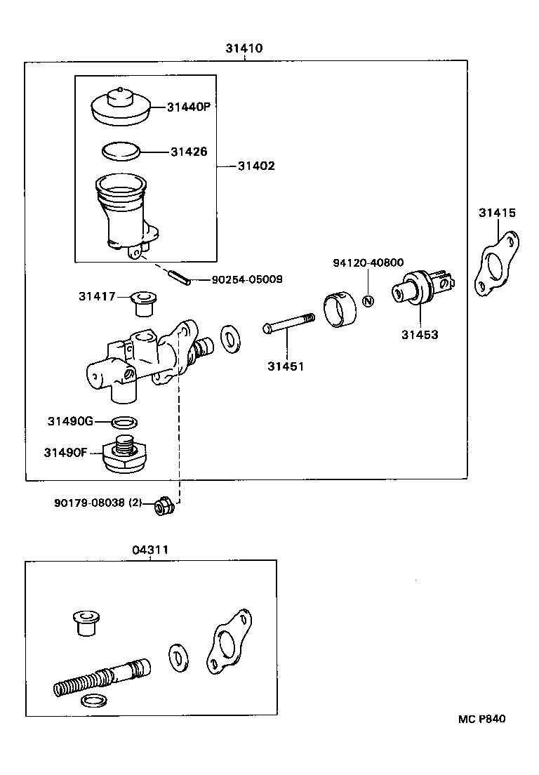 31410-35280 CYLINDER ASSY, CLUTCH MASTER product image