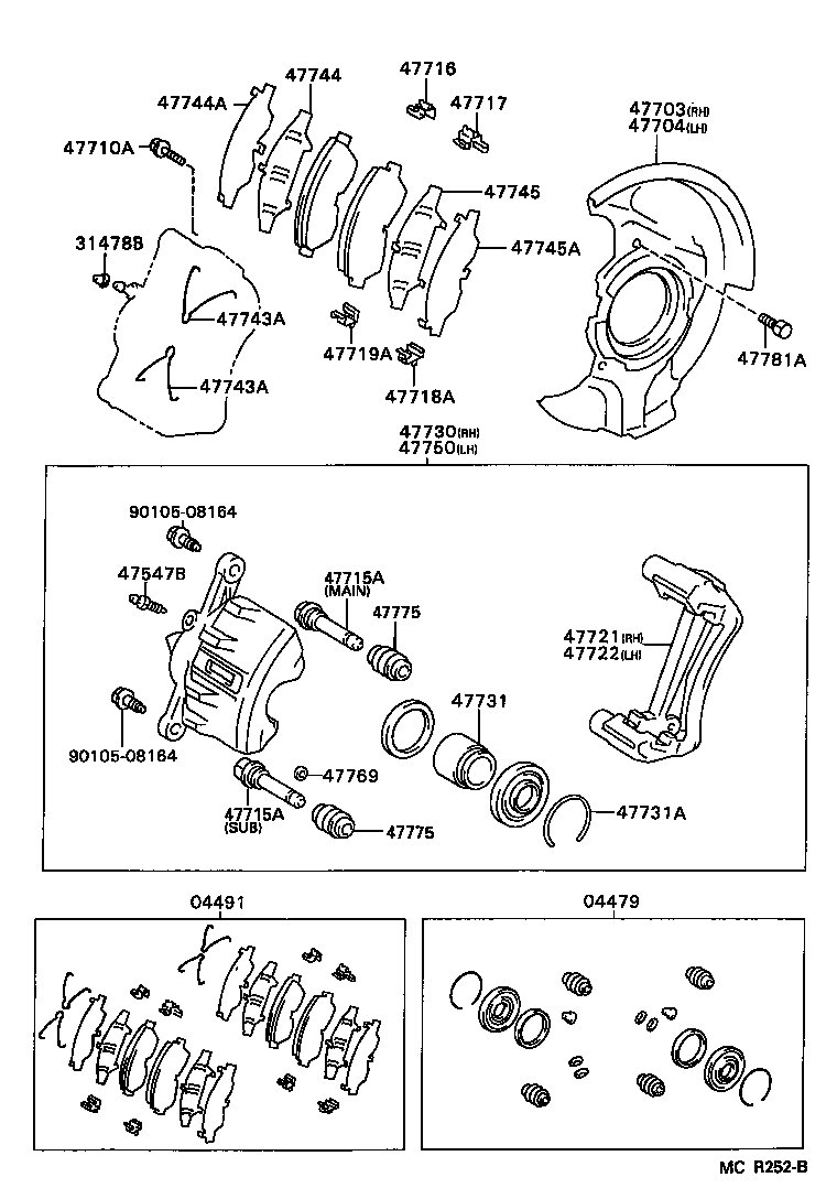 47721-12170 MOUNTING, FRONT DISC BRAKE CYLINDER, RH product image