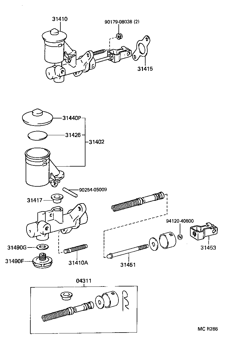 31410-12362 CYLINDER ASSY, CLUTCH MASTER product image