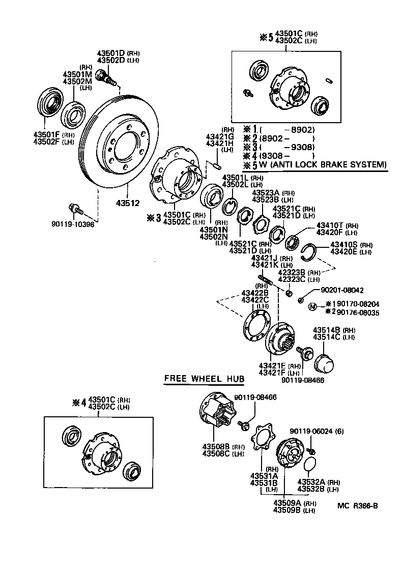 43511-35905 HUB SUB-ASSY, FRONT AXLE, RH product image