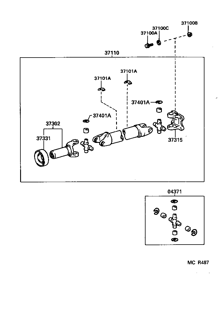 04371-04020 SPIDER KIT, UNIVERSAL JOINT(FOR PROPELLER SHAFT) product image