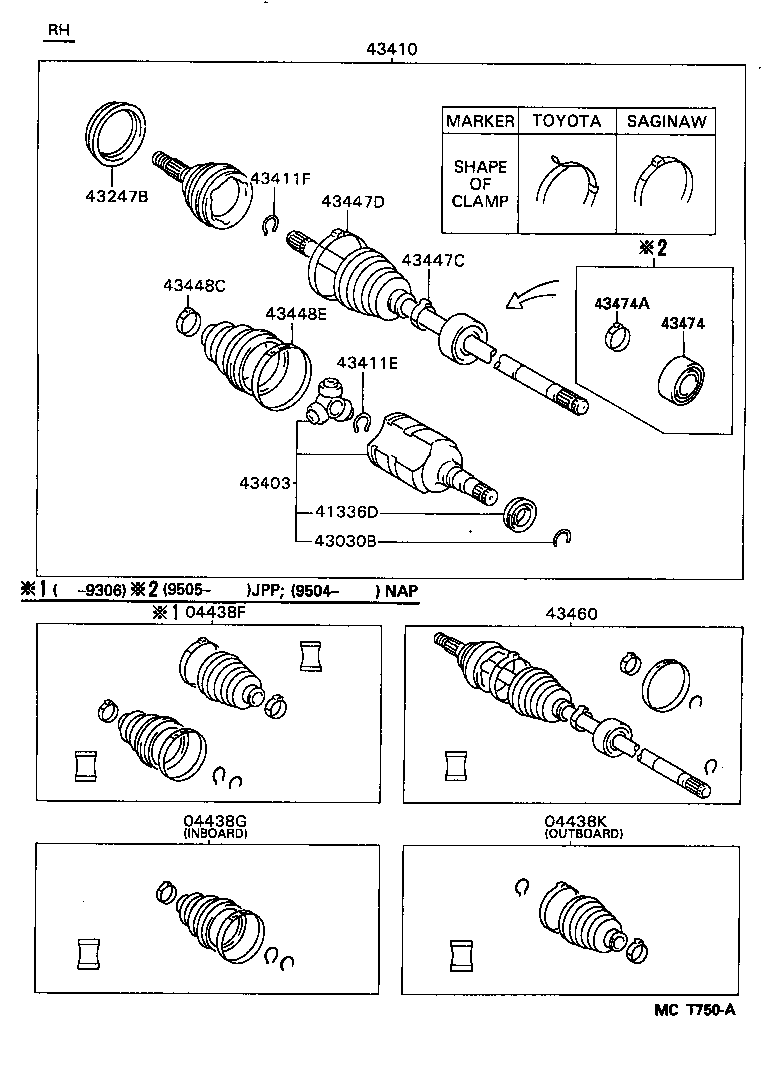 43047-02050 JOINT SET, FRONT AXLE INBOARD, RH product image