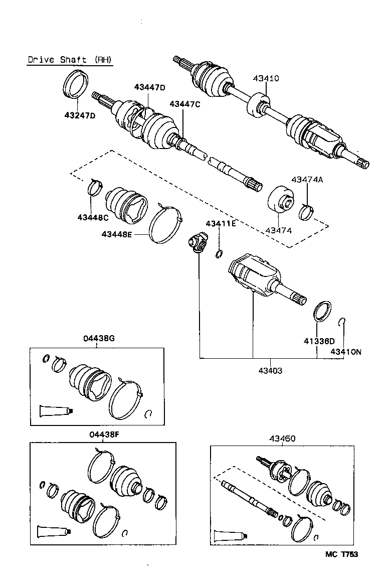 04438-16090 BOOT KIT, FRONT DRIVE SHAFT, IN & OUTBOARD, RH product image