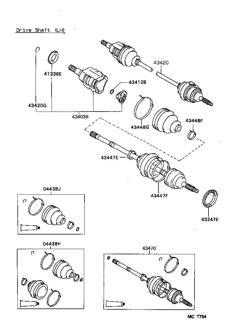 04438-16090 BOOT KIT, FRONT DRIVE SHAFT, IN & OUTBOARD, RH product image
