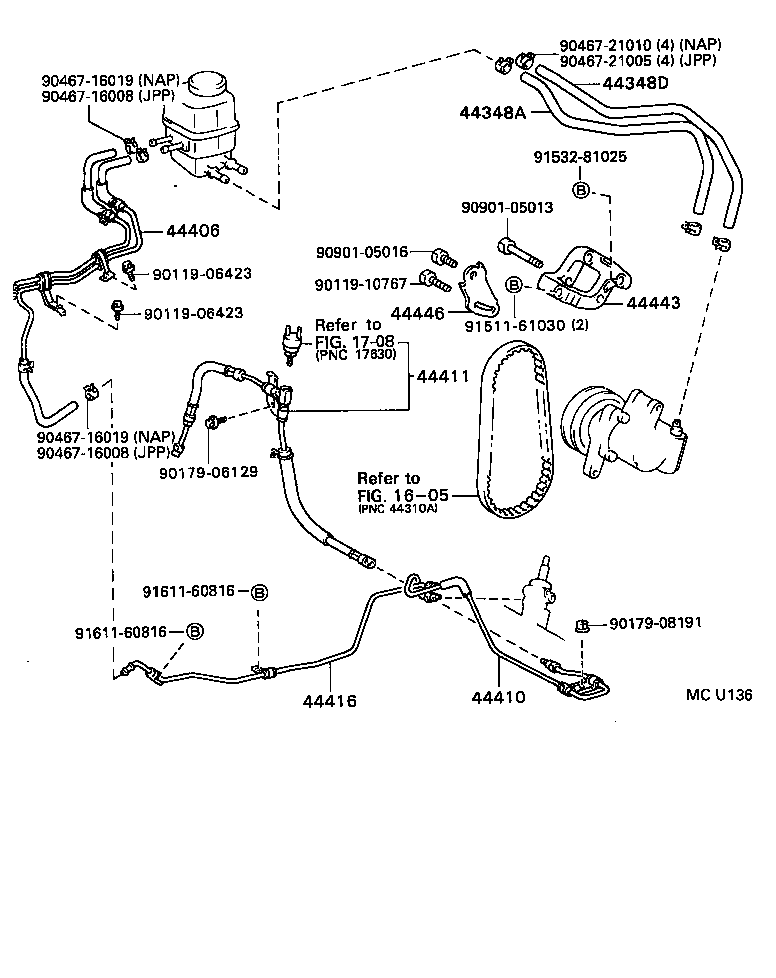 44348-06070 HOSE, OIL RESERVOIR TO PUMP, NO.2 product image