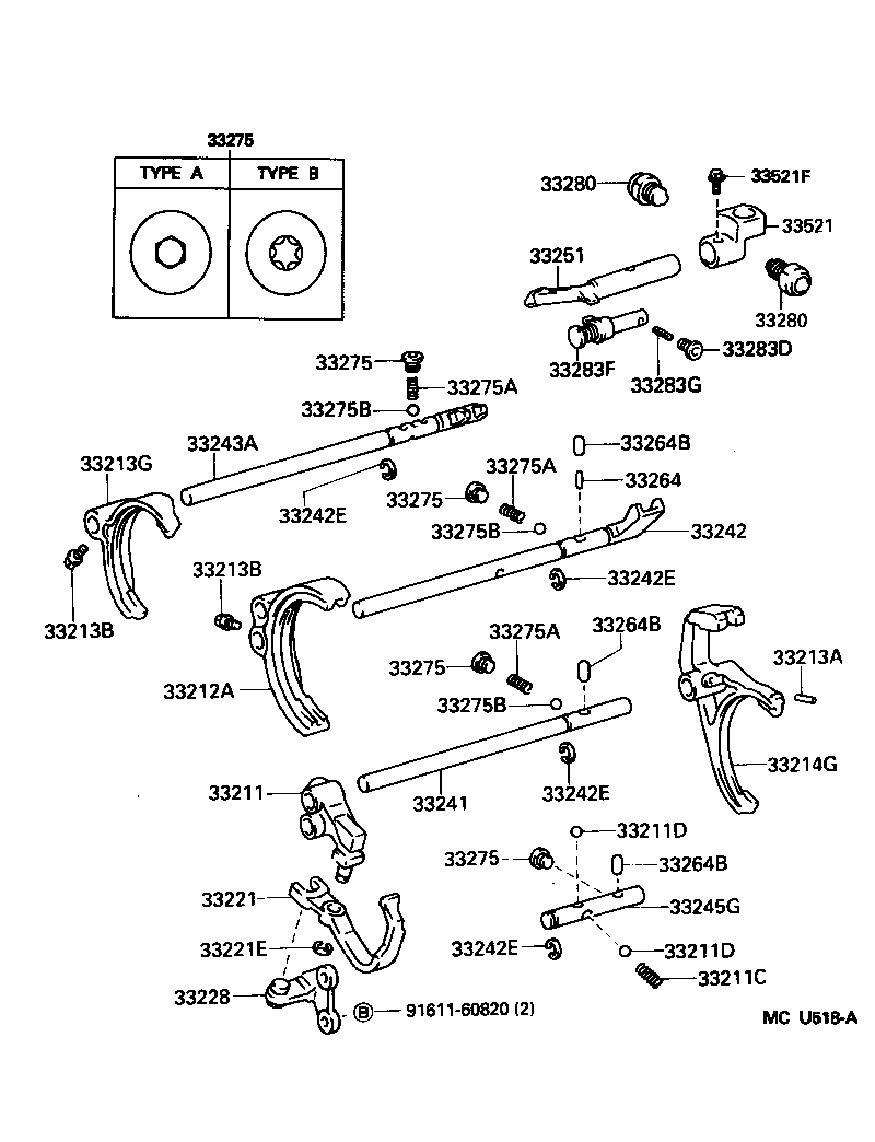 33242-60090 SHAFT, GEAR SHIFT FORK, NO.1 product image