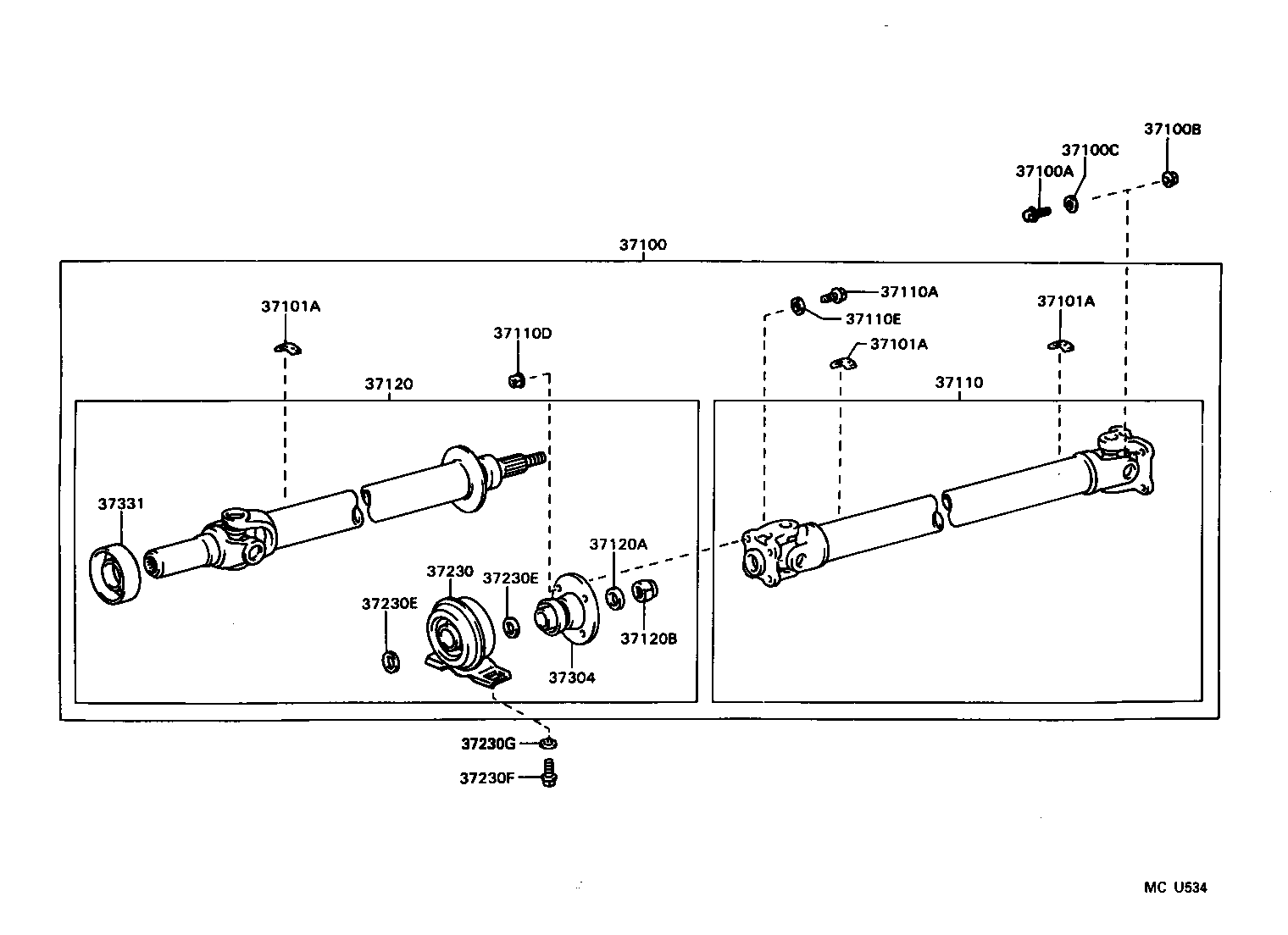 37100-30561 SHAFT ASSY, PROPELLER W/CENTER BEARING product image