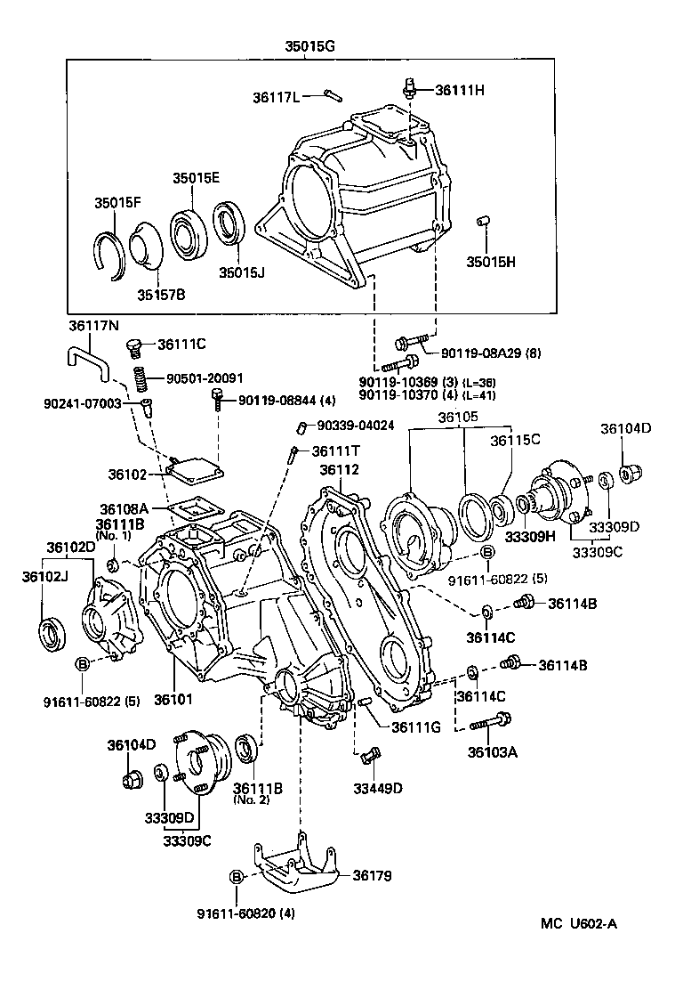 36102-35031 RETAINER SUB-ASSY, TRANSFER RH BEARING product image