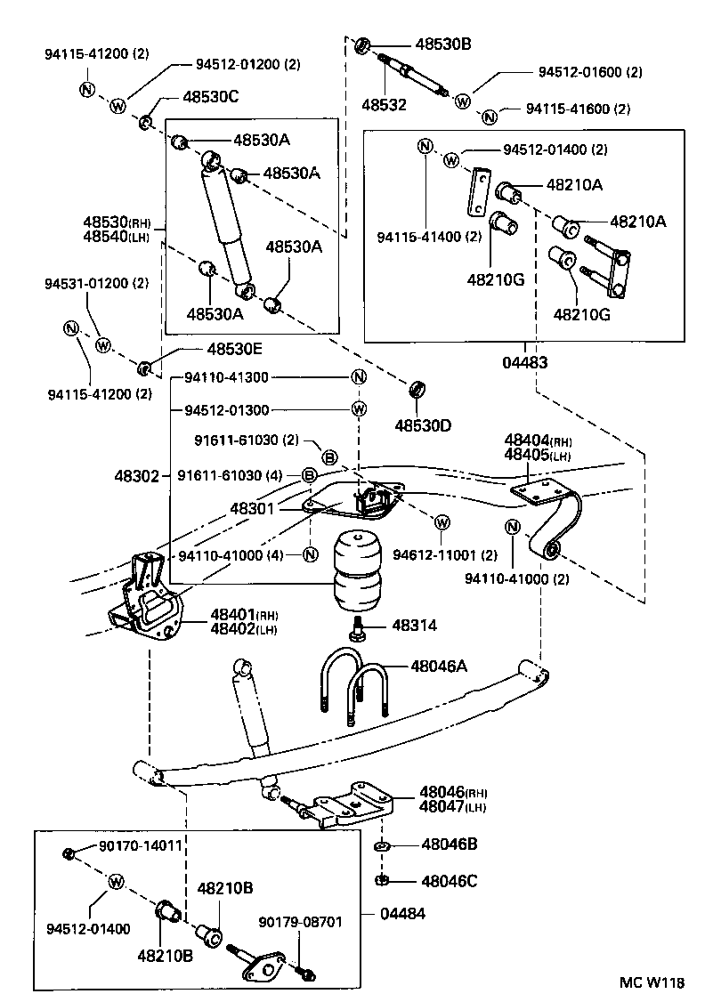 48289-60010 BOLT, REAR SPRING, CENTER product image
