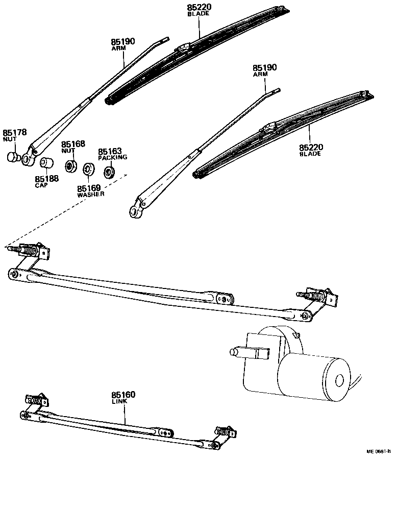 85168-56010 NUT, WINDSHIELD WIPER LINK PIVOT product image