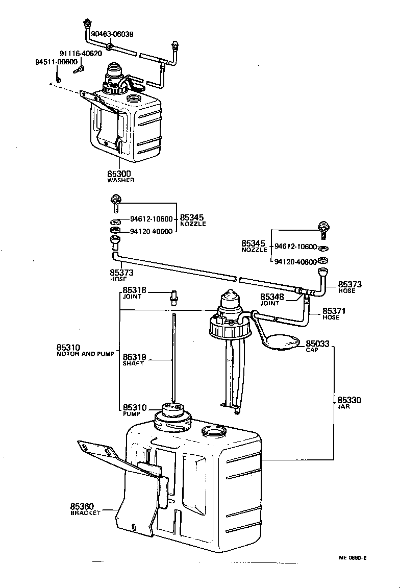 85310-10032 MOTOR AND PUMP ASSY, WINDSHIELD WASHER product image