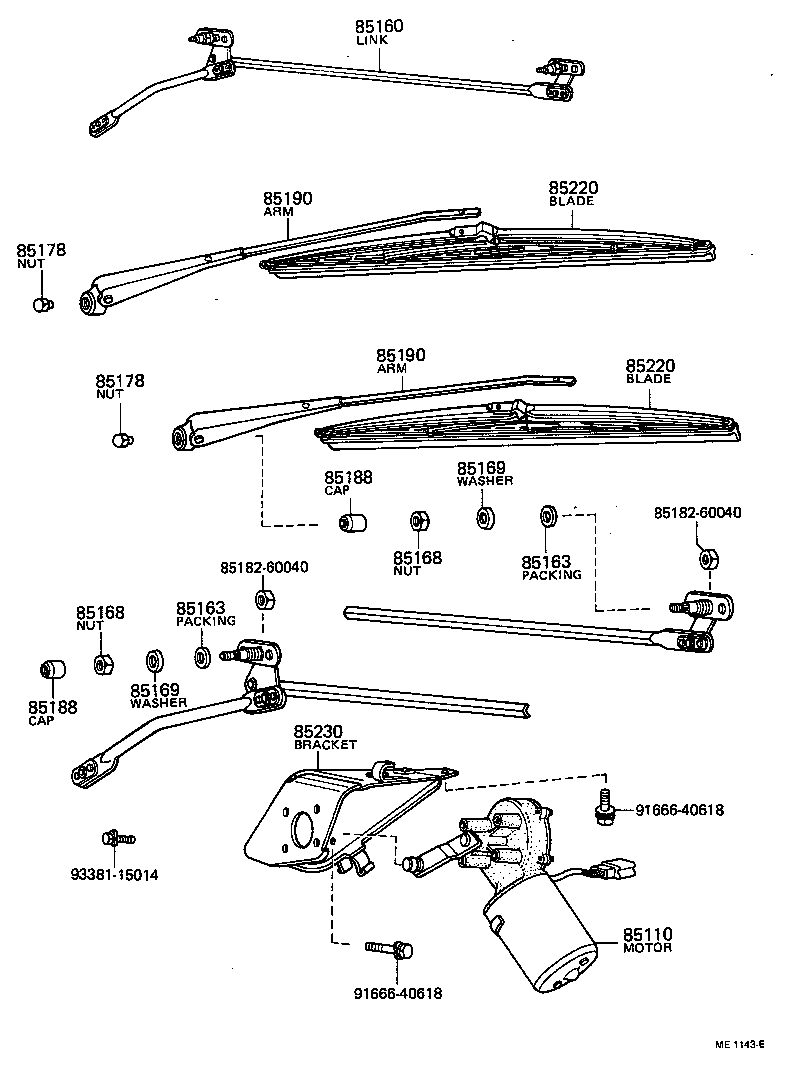 85160-95012 LINK ASSY, WINDSHIELD WIPER product image
