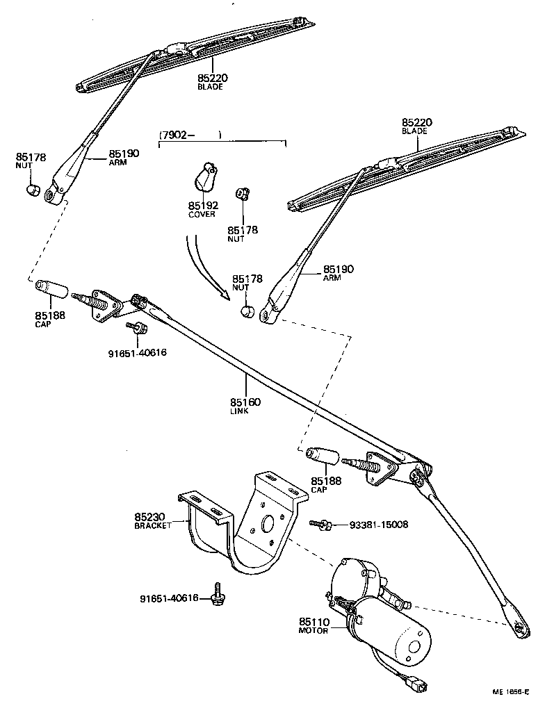 85168-60040 NUT, WINDSHIELD WIPER LINK PIVOT product image