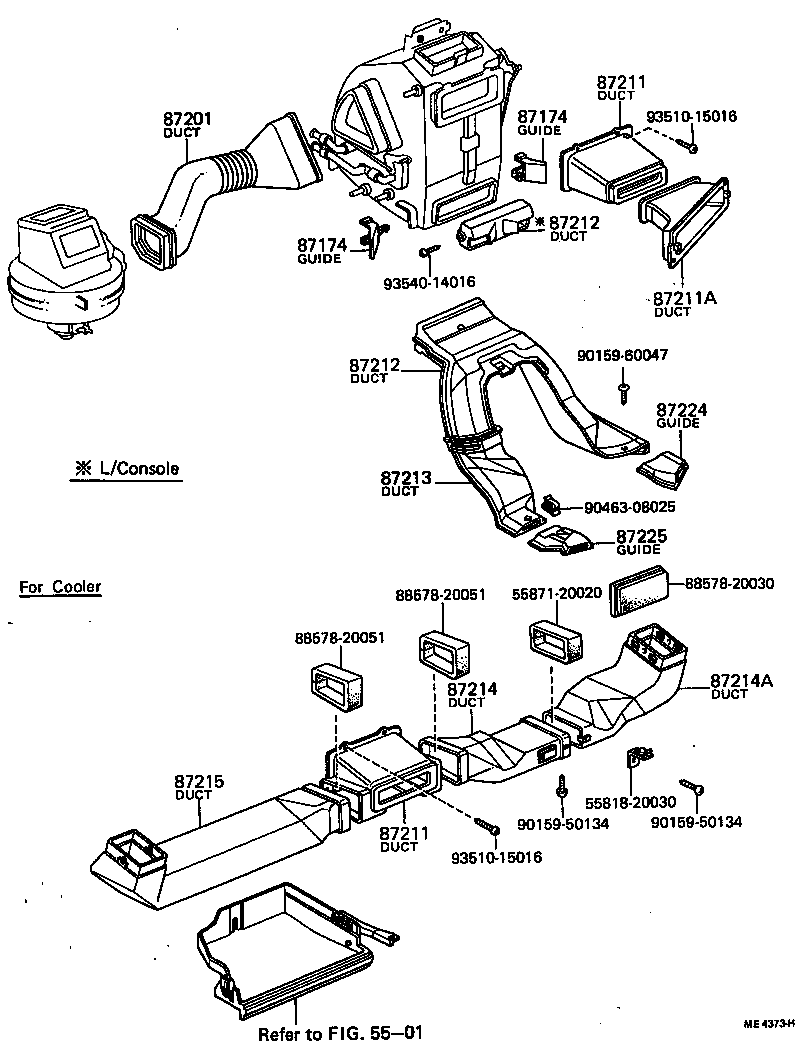 55971-20020 DUCT, AIR, SIDE NO.1 RH product image