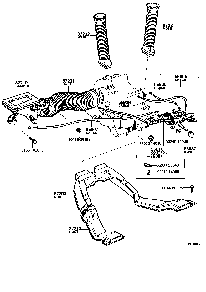 55084-12010 DUCT, AIR, SIDE NO.1 RH product image