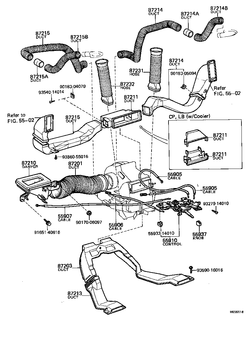 55084-12010 DUCT, AIR, SIDE NO.1 RH product image