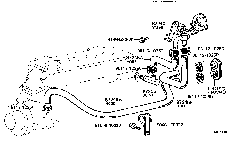 90480-01016 GROMMET, HEATER HOSE product image