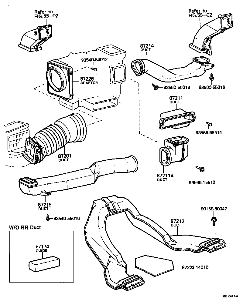 55087-14040 DUCT, AIR, SIDE NO.1 RH product image