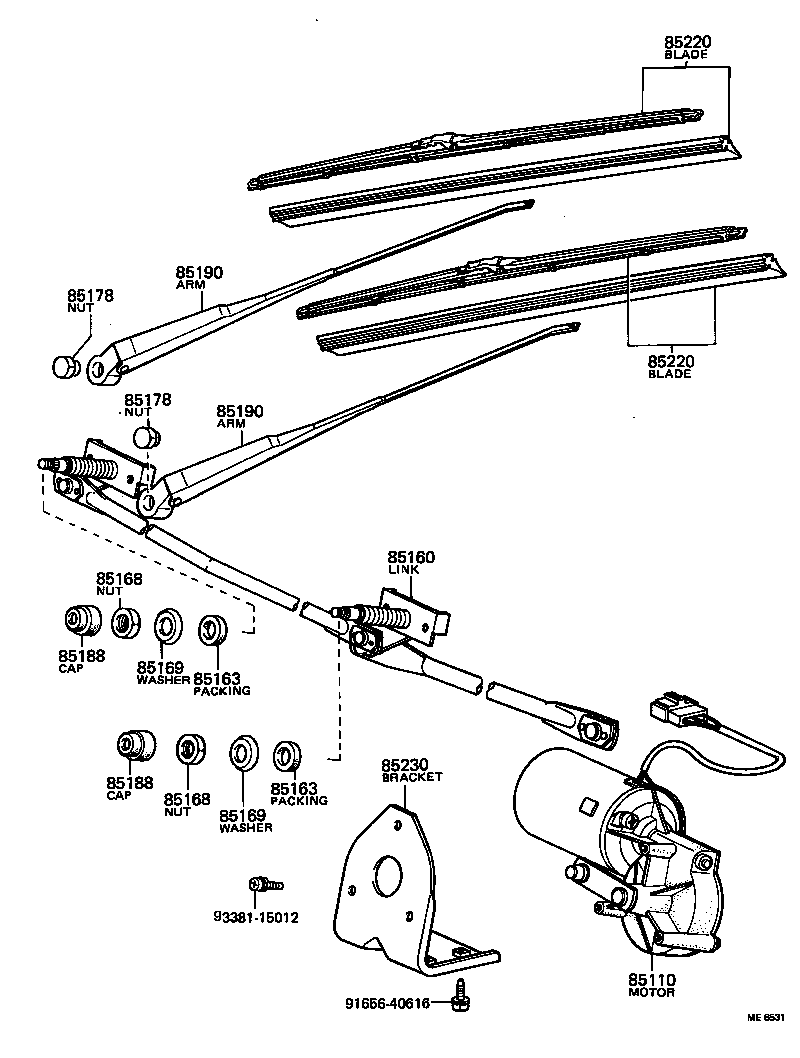 85168-90500 NUT, WINDSHIELD WIPER LINK PIVOT product image