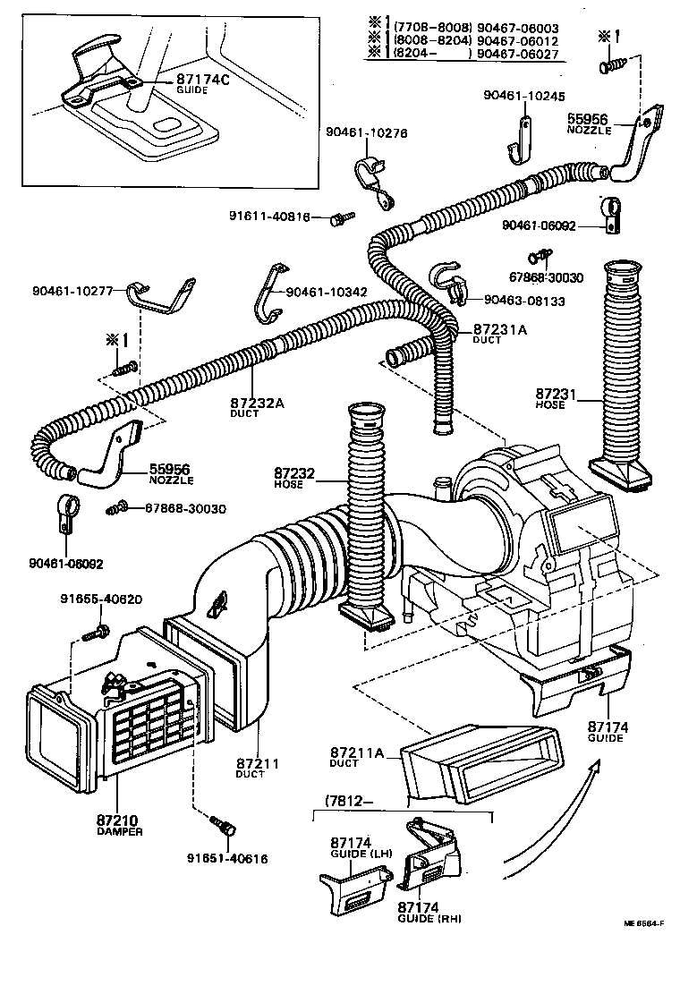 88566-95402 DUCT, AIR, SIDE NO.1 RH product image