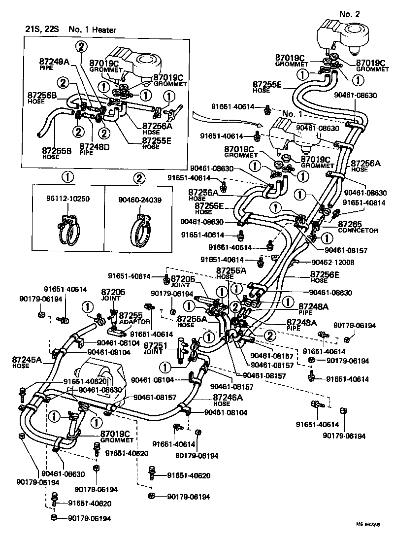 87245-36160 HOSE, REAR HEATER WATER OUTLET, E (TO ENGINE) product image