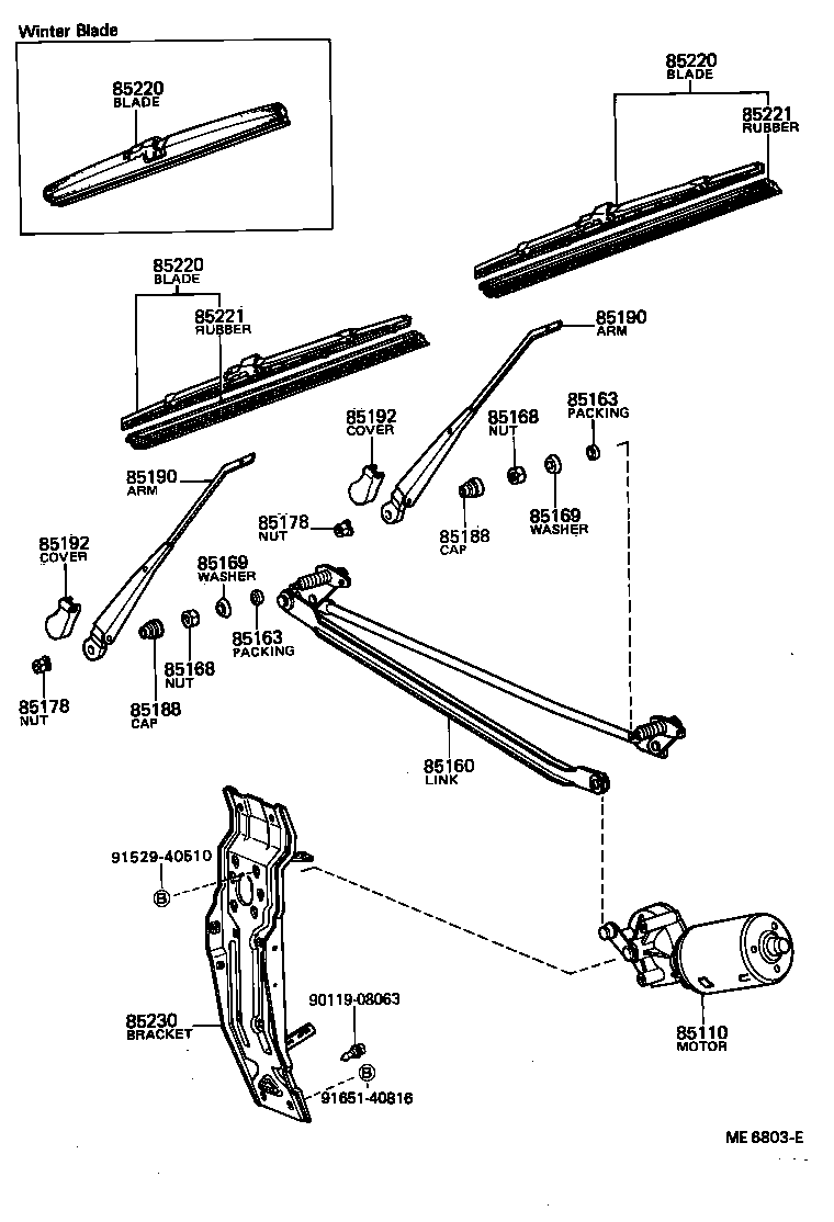 85110-95418 MOTOR ASSY, WINDSHIELD WIPER product image