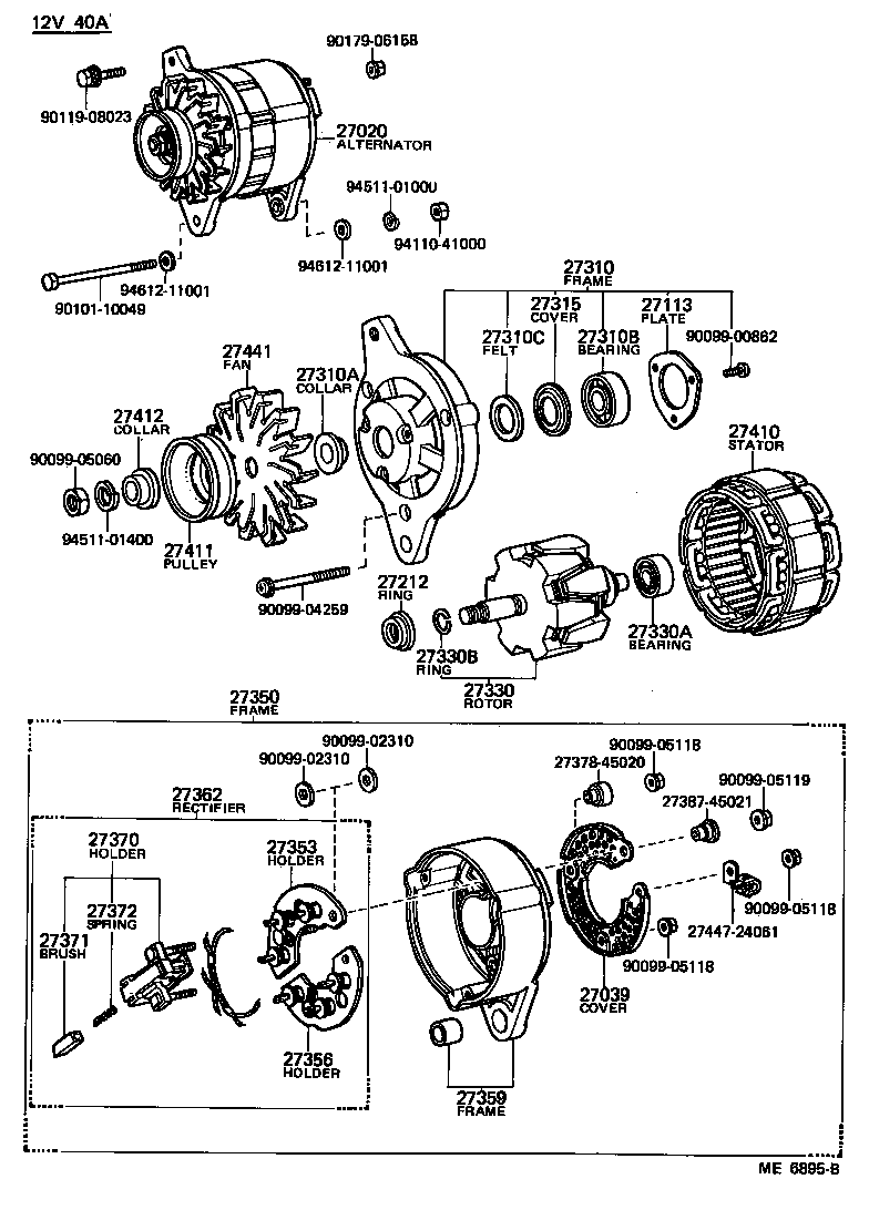 27310-24070 FRAME ASSY, DRIVE END, ALTERNATOR product image