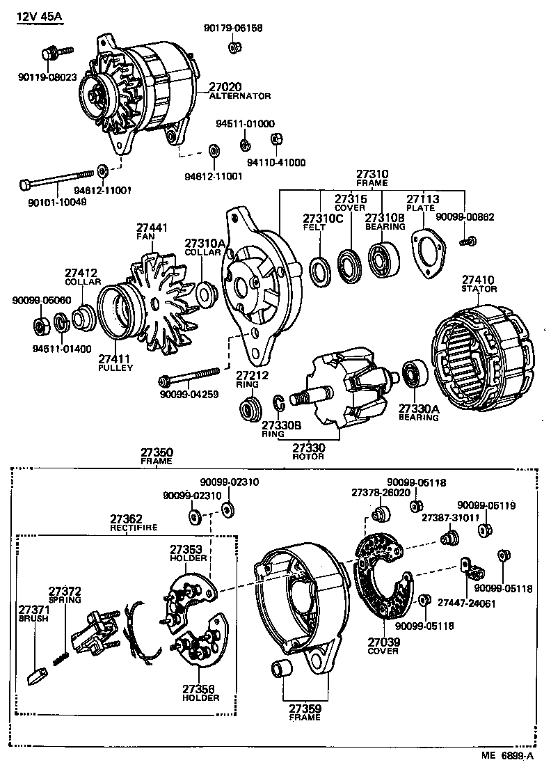27310-24070 FRAME ASSY, DRIVE END, ALTERNATOR product image