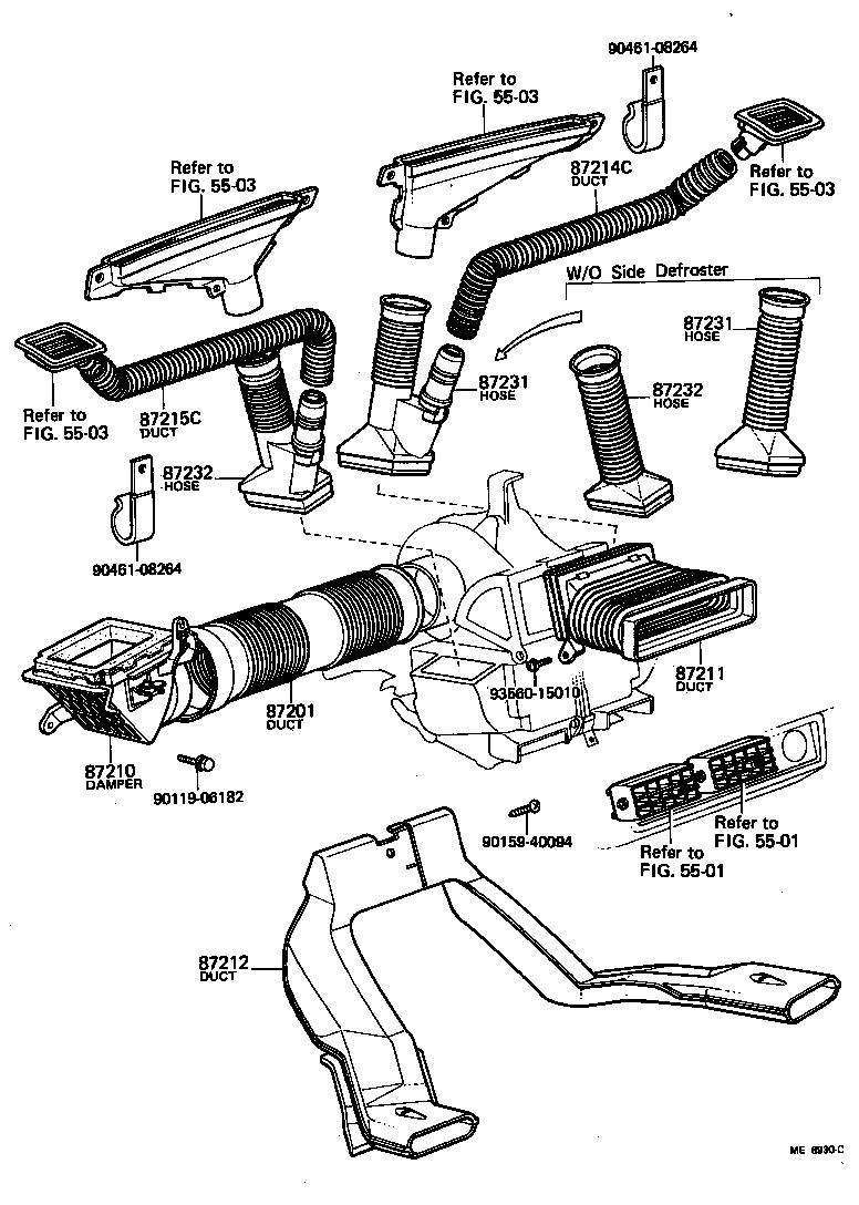 88566-10020 DUCT, AIR, SIDE NO.1 RH product image