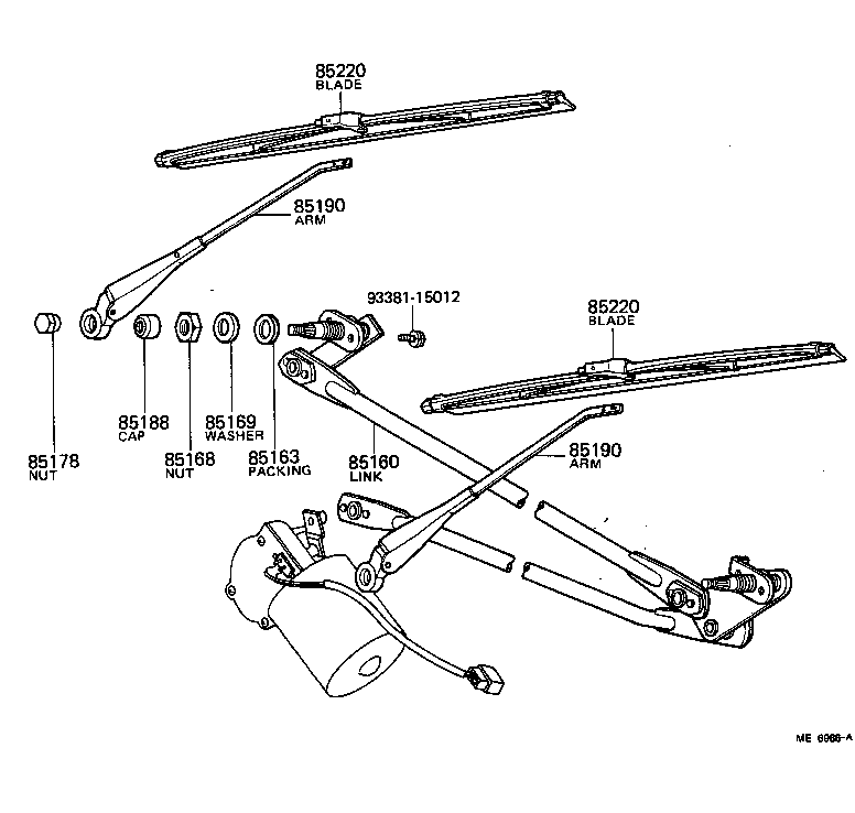 85168-55010 NUT, WINDSHIELD WIPER LINK PIVOT product image