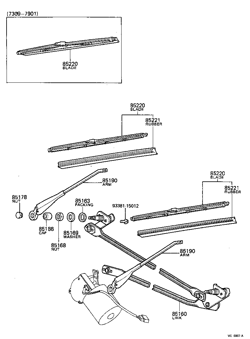 85168-55010 NUT, WINDSHIELD WIPER LINK PIVOT product image