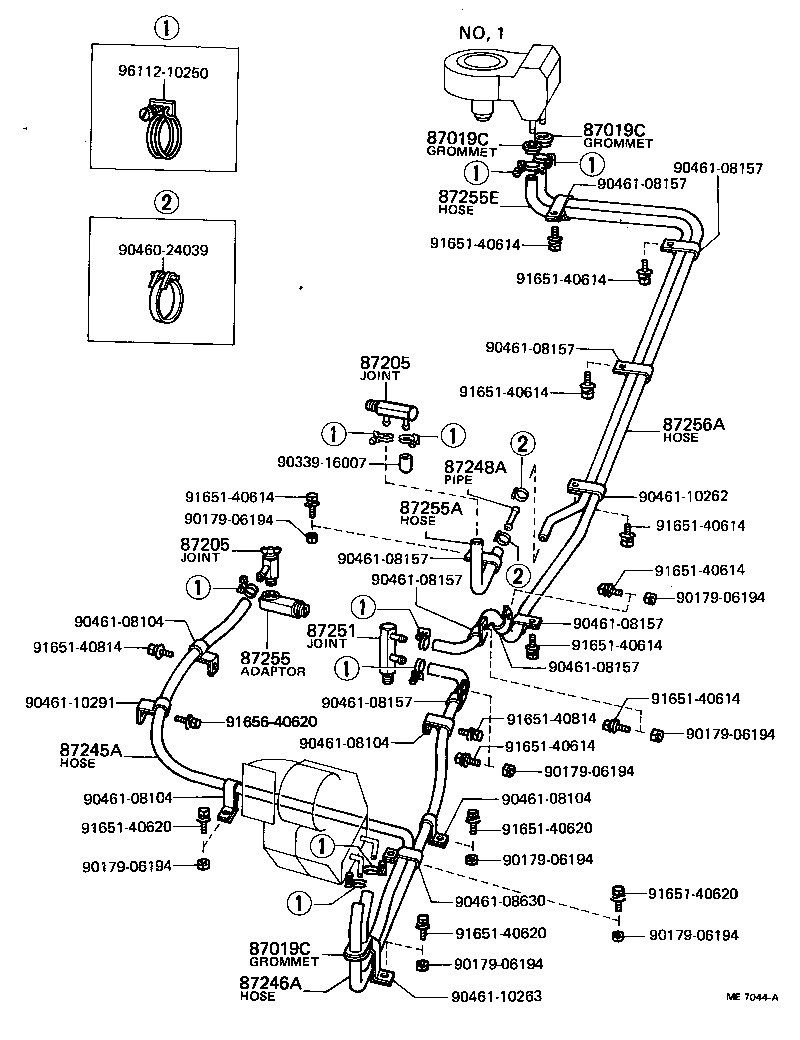87245-36160 HOSE, REAR HEATER WATER OUTLET, E (TO ENGINE) product image