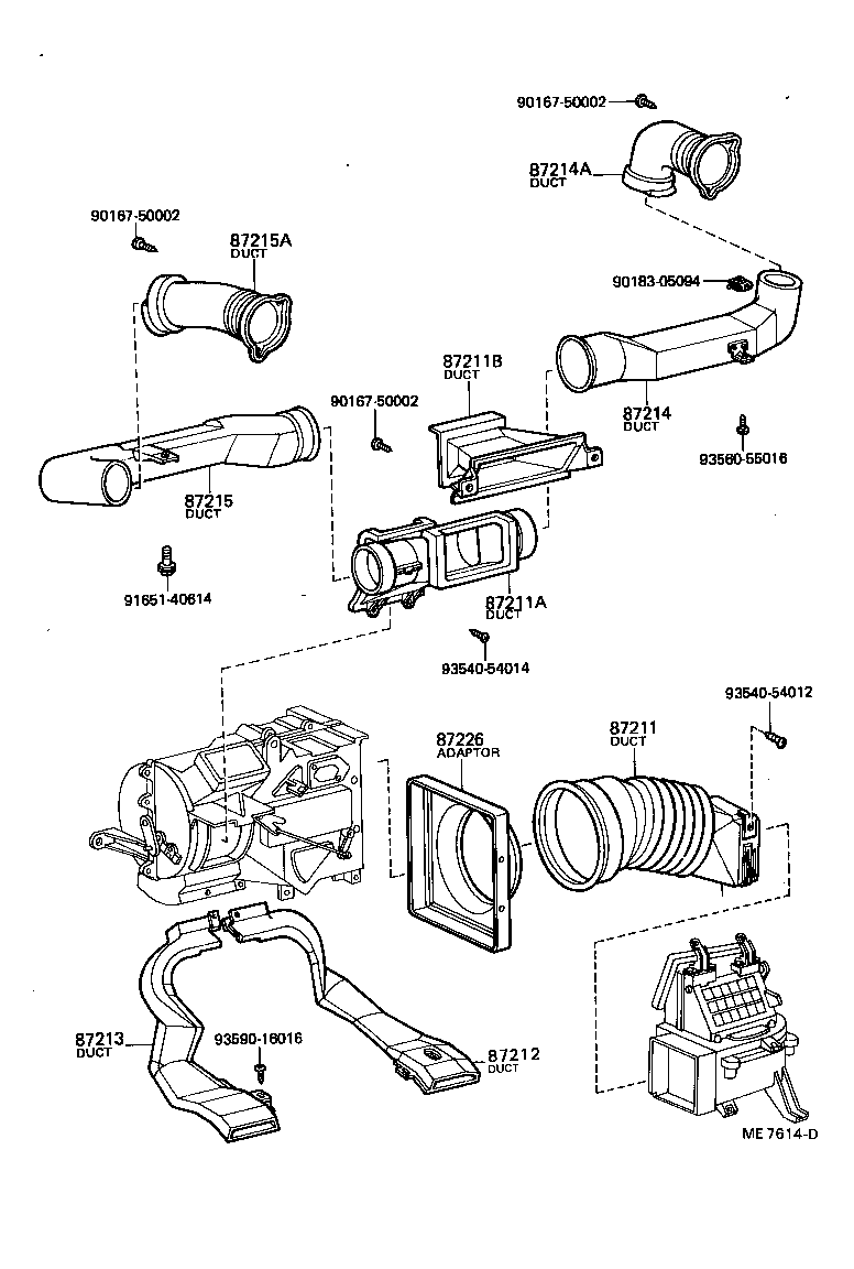 55086-16020 DUCT, AIR, SIDE NO.1 RH product image