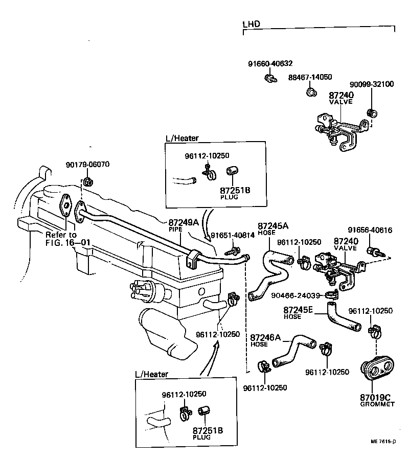 87245-16010 HOSE, HEATER WATER, OUTLET A product image