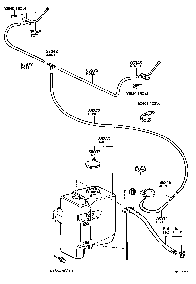 85310-10032 MOTOR AND PUMP ASSY, WINDSHIELD WASHER product image