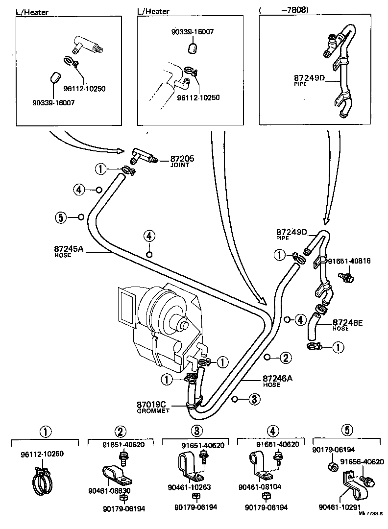 87245-36160 HOSE, REAR HEATER WATER OUTLET, E (TO ENGINE) product image