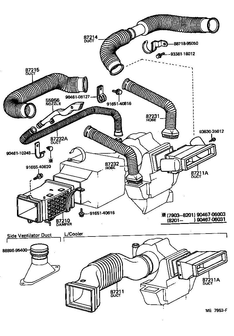 88566-95020 DUCT, AIR, SIDE NO.1 RH product image