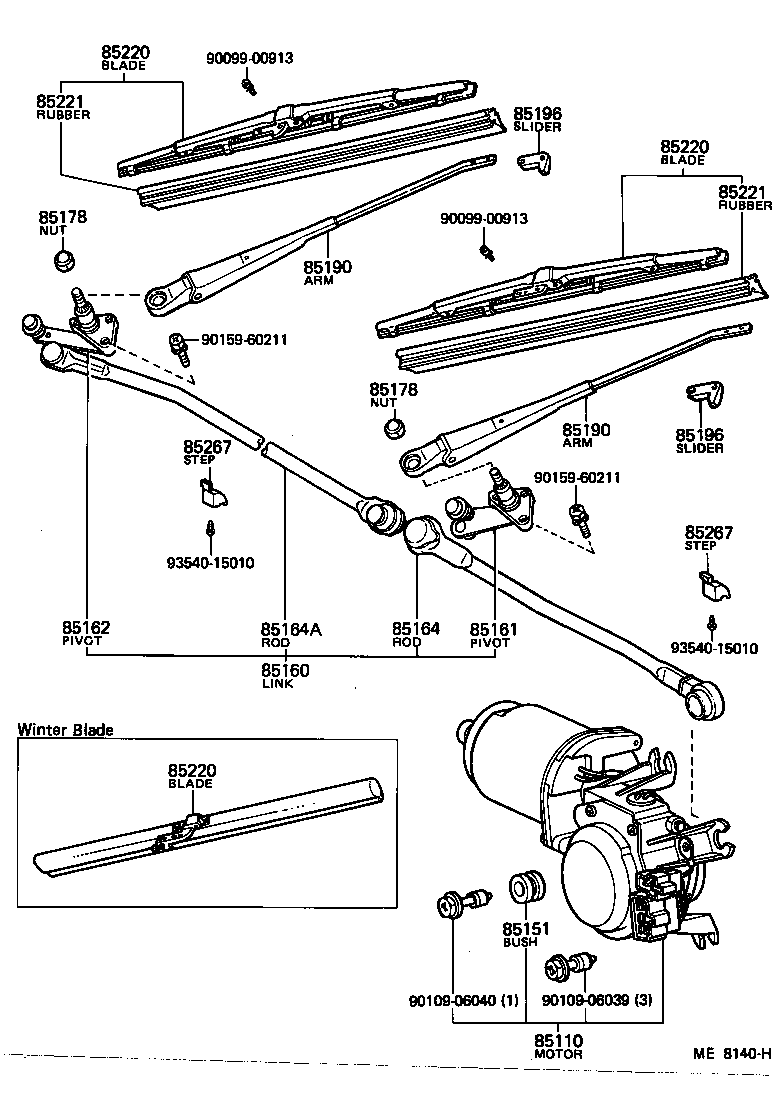 85190-30300 ARM ASSY, WINDSHIELD WIPER product image