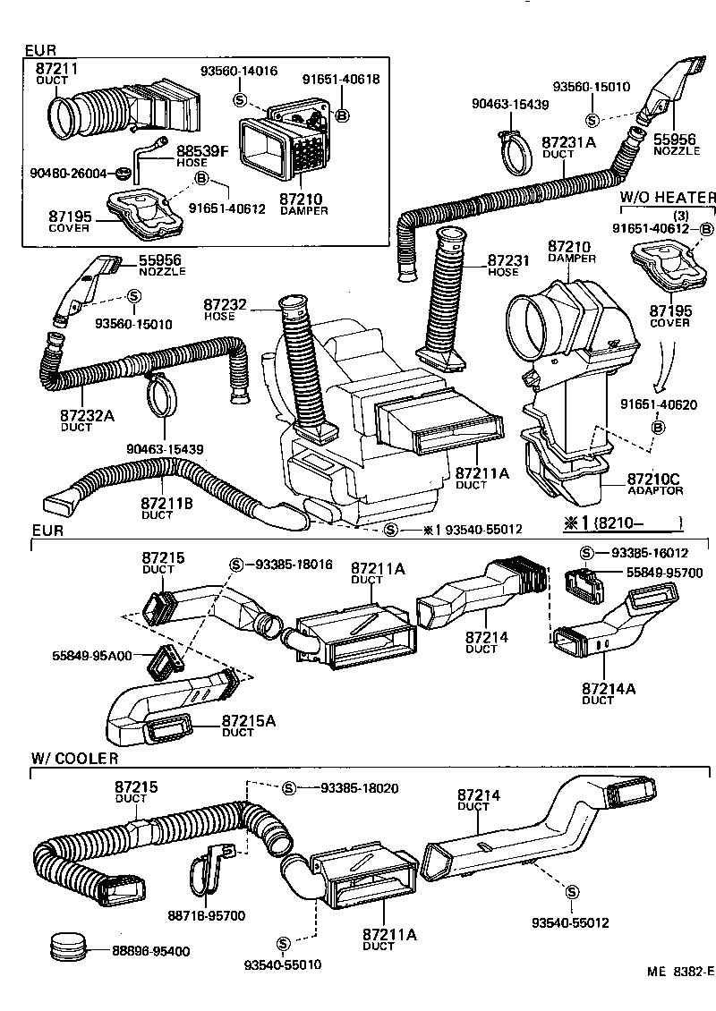 88566-95707 DUCT, AIR, SIDE NO.1 RH product image