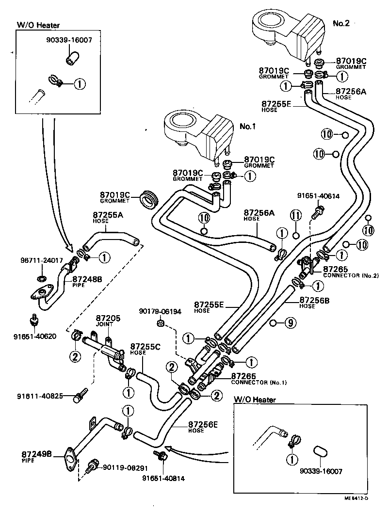 87245-36160 HOSE, REAR HEATER WATER OUTLET, E (TO ENGINE) product image