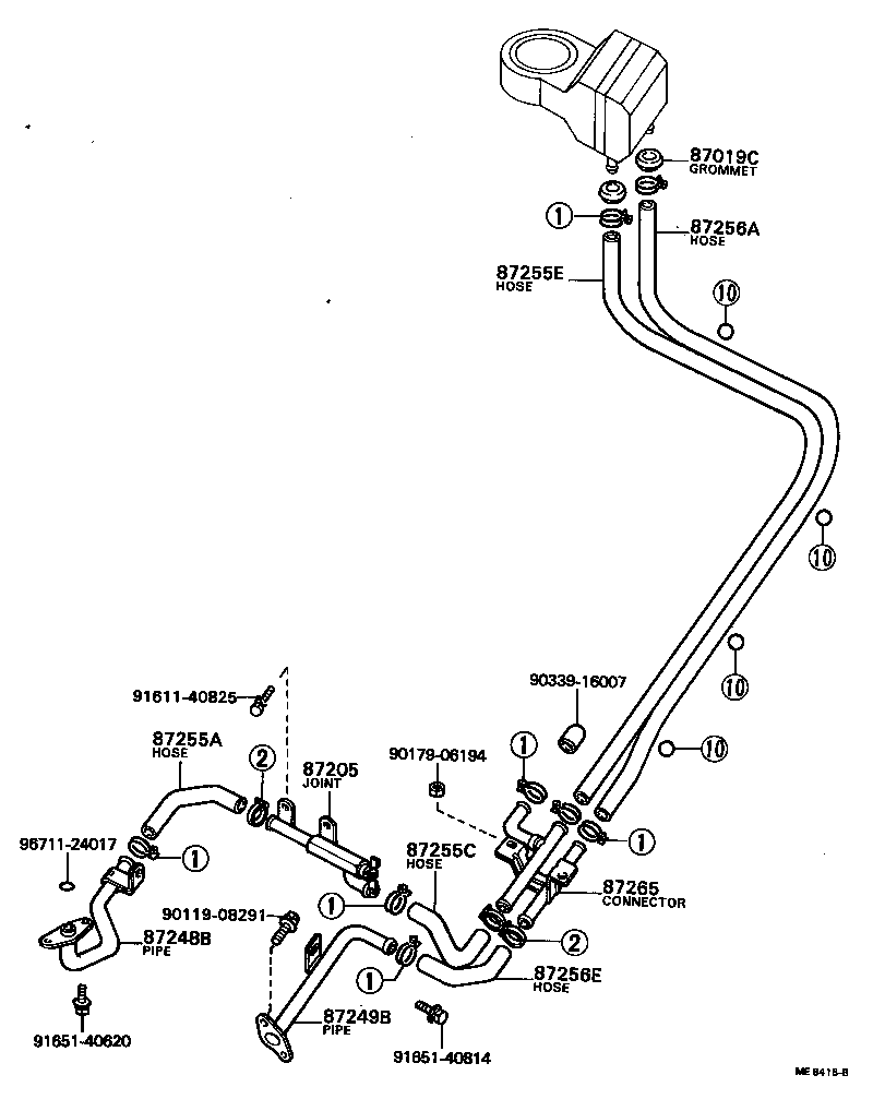 87245-36160 HOSE, REAR HEATER WATER OUTLET, E (TO ENGINE) product image