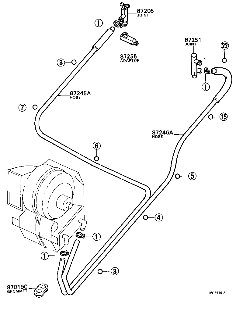 87245-36160 HOSE, REAR HEATER WATER OUTLET, E (TO ENGINE) product image