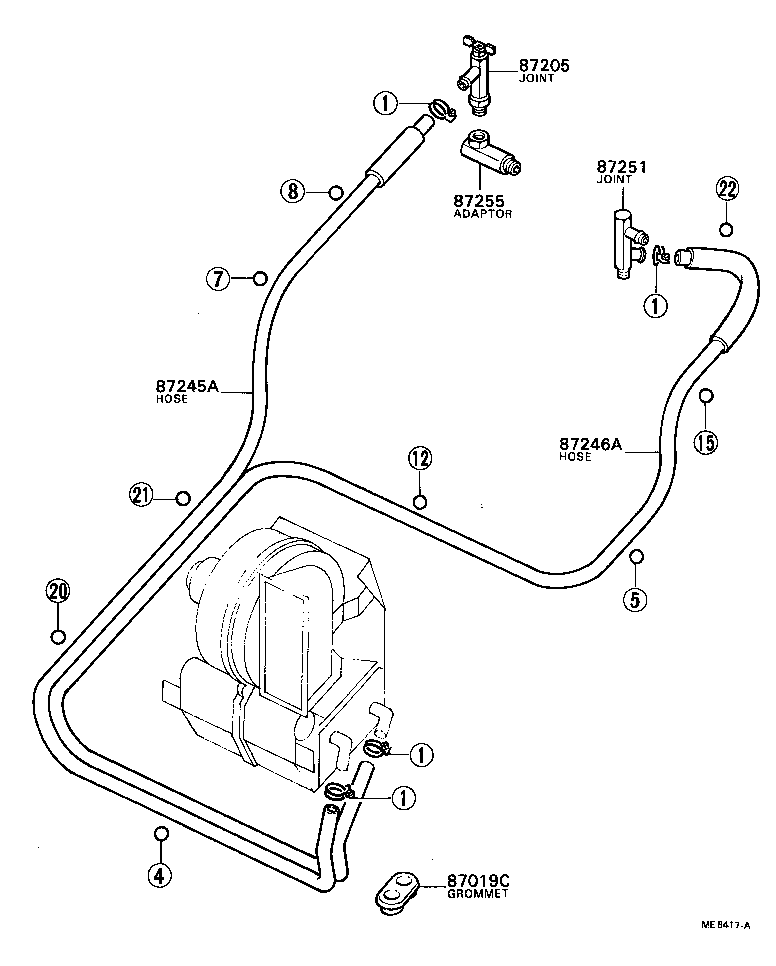 87245-36160 HOSE, REAR HEATER WATER OUTLET, E (TO ENGINE) product image