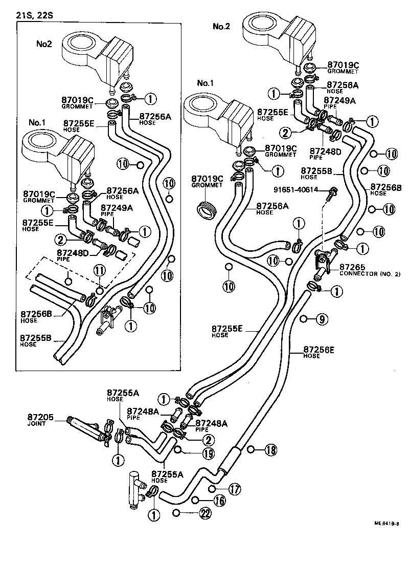87245-36160 HOSE, REAR HEATER WATER OUTLET, E (TO ENGINE) product image