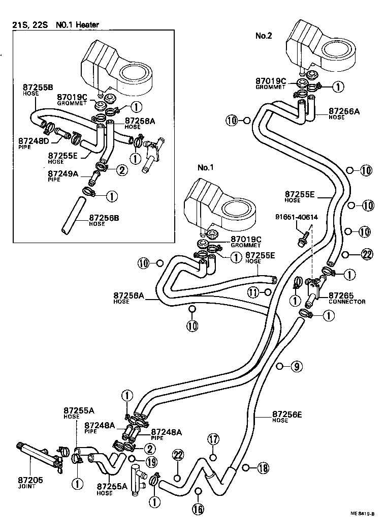 87245-36160 HOSE, REAR HEATER WATER OUTLET, E (TO ENGINE) product image