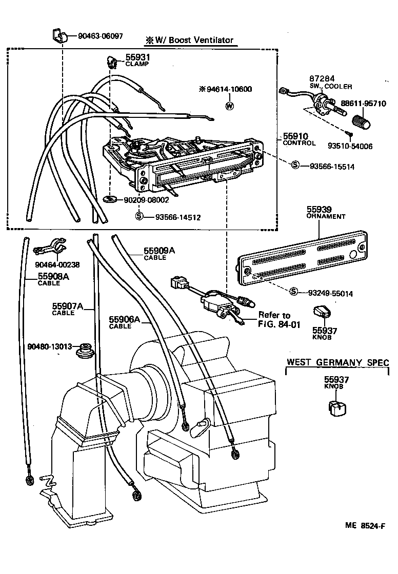 88566-95707 DUCT, AIR, SIDE NO.1 RH product image