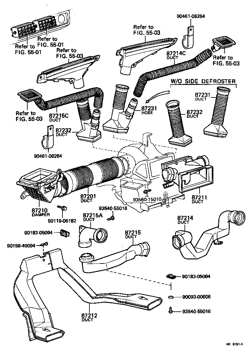 88566-10020 DUCT, AIR, SIDE NO.1 RH product image