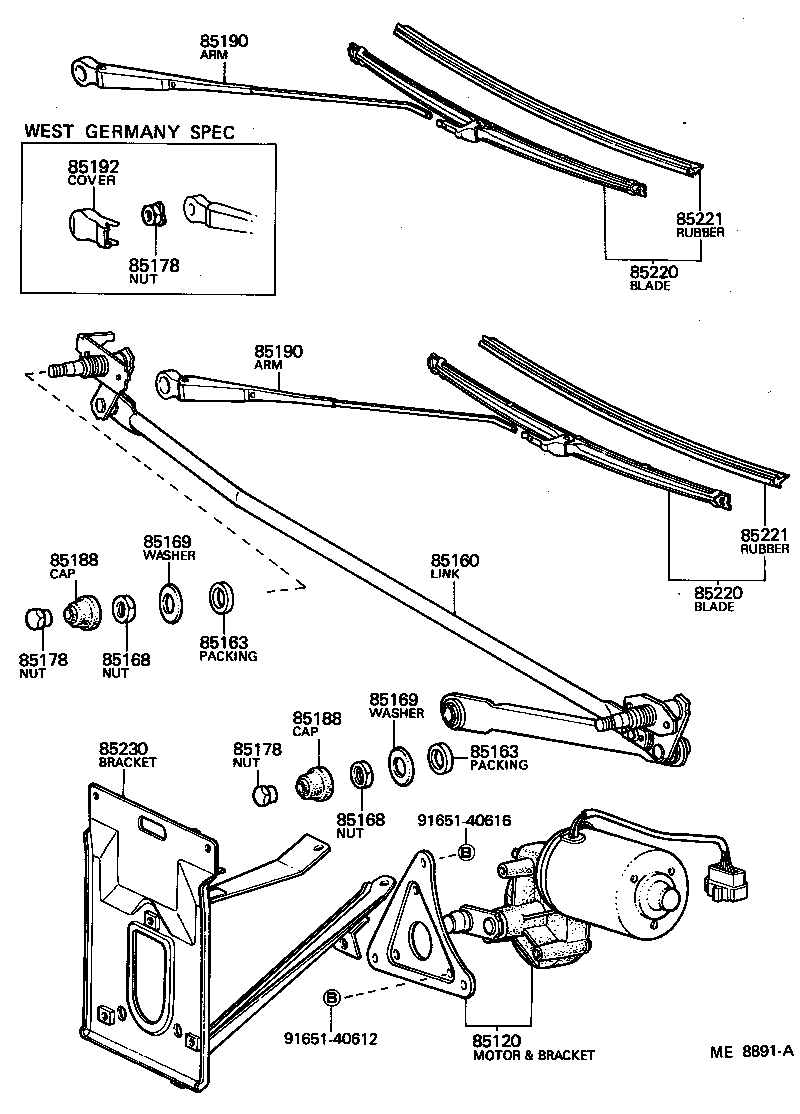 85168-95A00 NUT, WINDSHIELD WIPER LINK PIVOT product image
