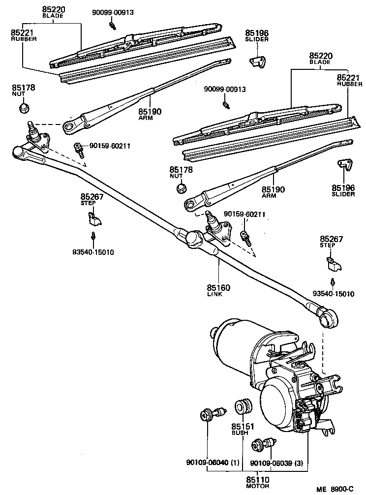 85110-30160 MOTOR ASSY, WINDSHIELD WIPER product image