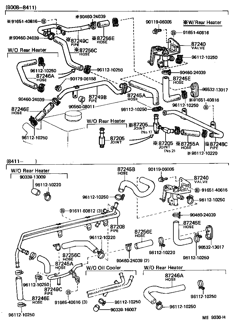 87245-90A32 HOSE, REAR HEATER WATER OUTLET, E (TO ENGINE) product image